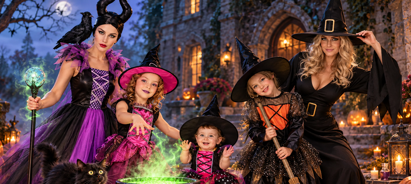 Disfarces de bruxas para o Halloween 2026: mulheres, meninas e bebés