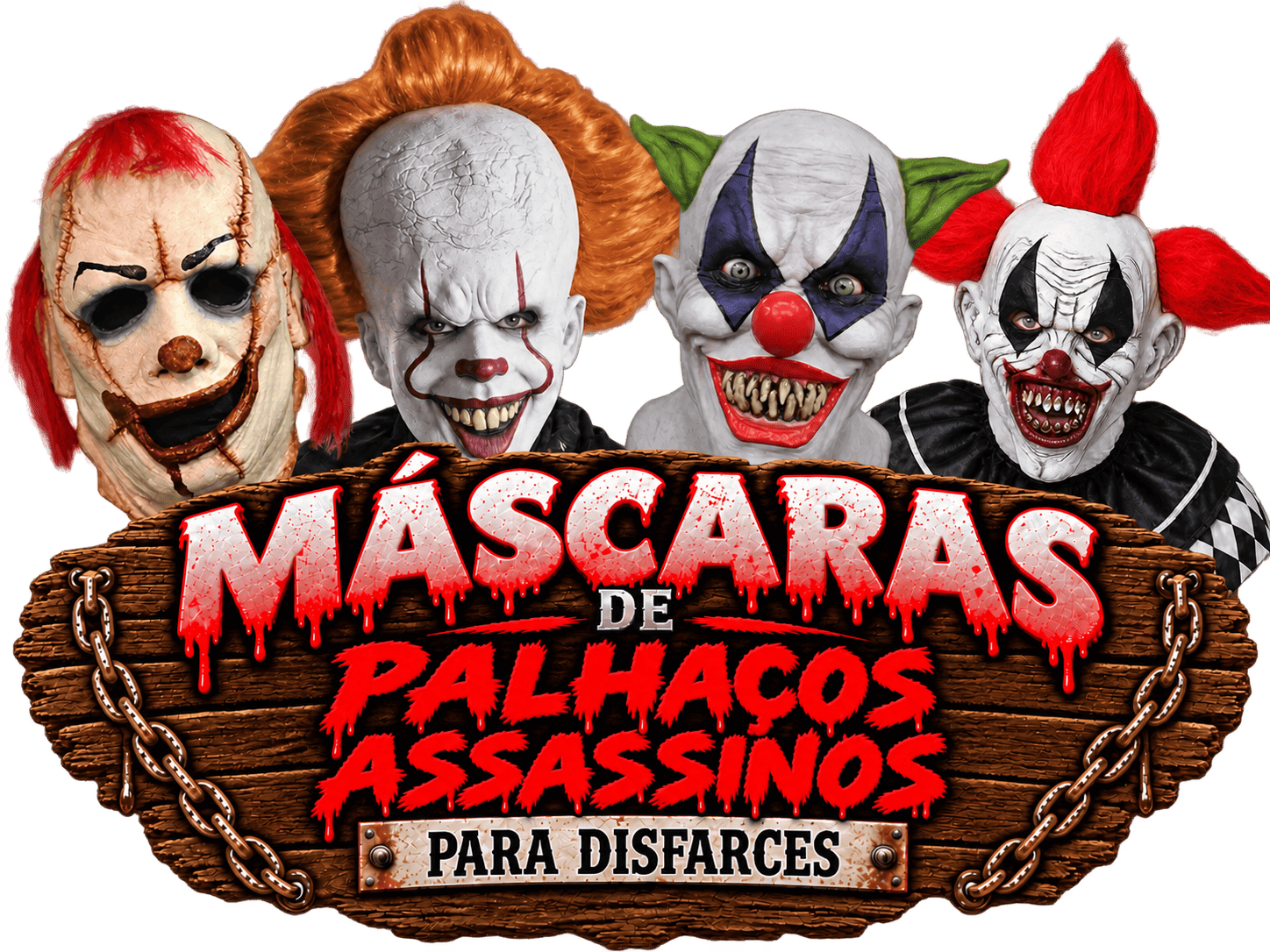 Máscaras de palhaço assassino para fantasias