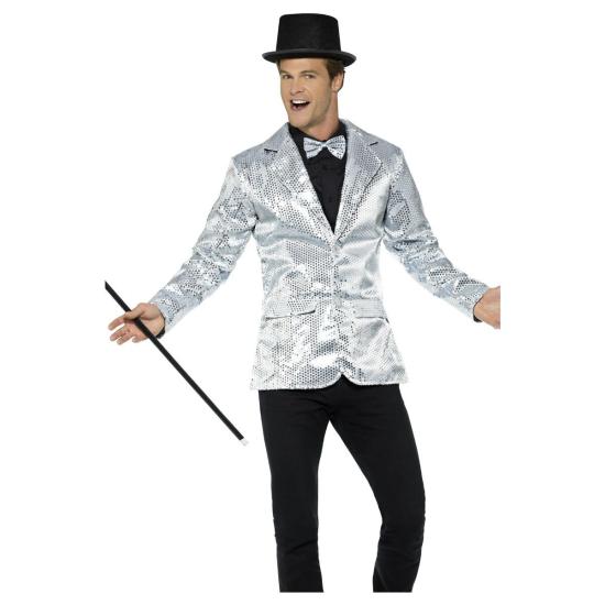 Jaqueta adulta de lantejoulas prateadas