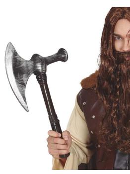 Machado medieval de prata de 42 cm