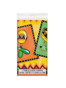 Toalha de mesa de plástico 1,37 m x 2,13 m com desenho mexicano