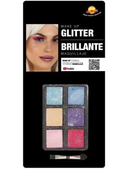 Conjunto de Maquiagem com 6 Cores com Glitter e Pincel