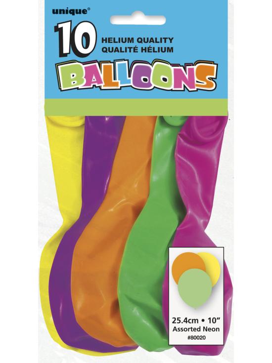 10 globos colores neón variados (25,4 cm) - Línea Colores Básicos