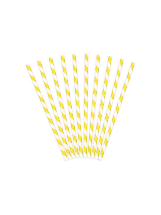 10 pajitas amarillas de papel - Aloha