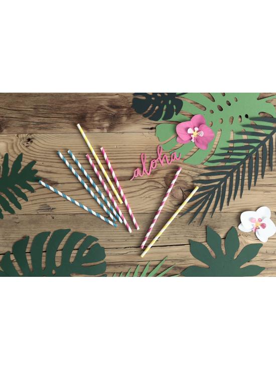 10 pajitas amarillas de papel - Aloha