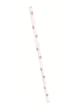 10 pajitas de topos rosa claro y blanco