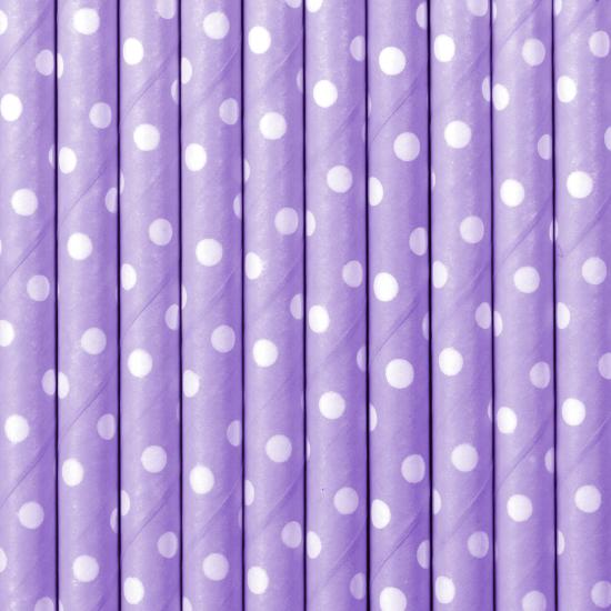 10 pajitas moradas con lunares blancos de papel 10 pajitas moradas con lunares blancos de papel