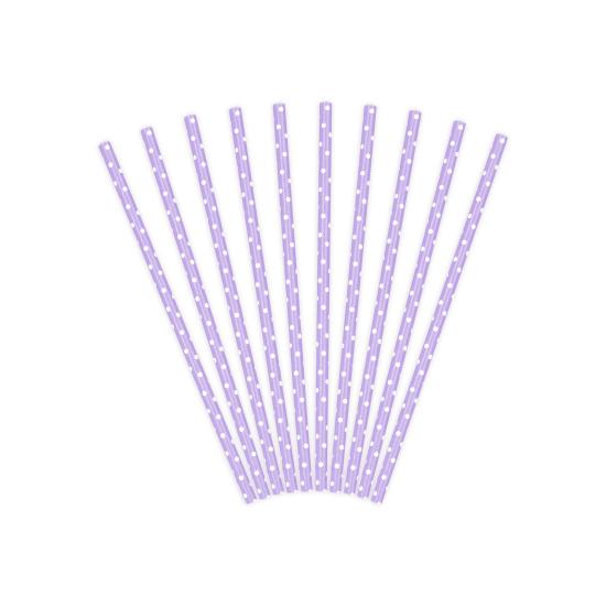 10 pajitas moradas con lunares blancos de papel 10 pajitas moradas con lunares blancos de papel