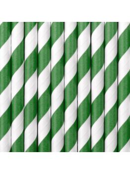 10 pajitas verdes de papel