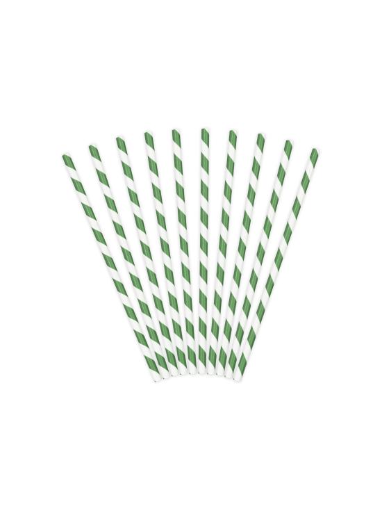 10 pajitas verdes de papel