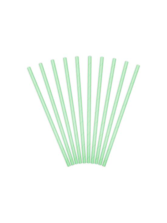 10 pajitas verdes menta de papel