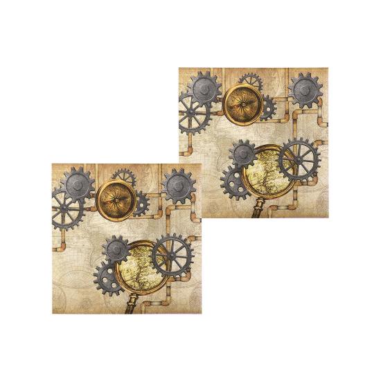 12 servilletas Steampunk marrón (33x33 cm) - Steampunk Collection 12 servilletas Steampunk marrón (33x33 cm) - Steampunk Collection