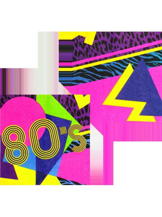 12 servilletas años 80 (33x33 cm) - Pop Party