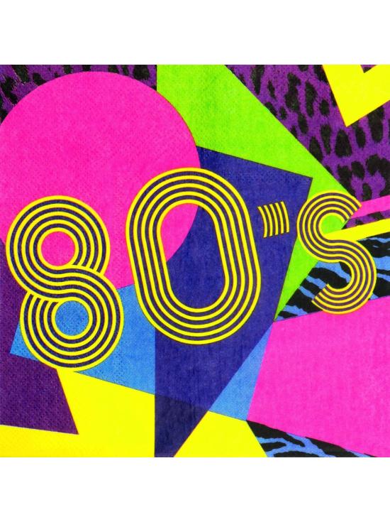 12 servilletas años 80 (33x33 cm) - Pop Party