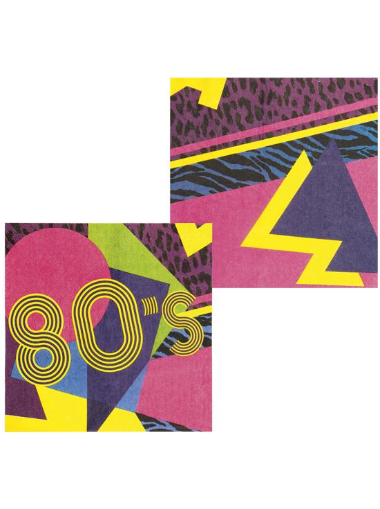 12 servilletas años 80 (33x33 cm) - Pop Party