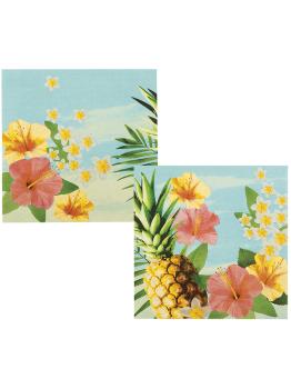12 servilletas con flores y piñas (33x33 cm) - Paradise Collection