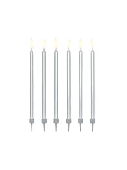 12 velas de cumpleaños plateadas (12,5 cm)