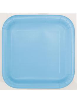 14 platos cuadrados azul cielo (23 cm) - Línea Colores Básicos