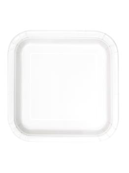 14 platos cuadrados blancos (23 cm) - Línea Colores Básicos