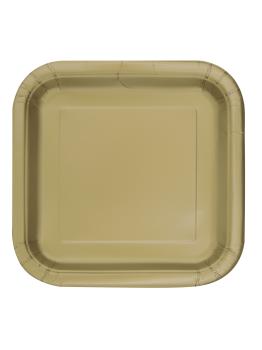 14 platos cuadrados dorados (23 cm) - Línea Colores Básicos