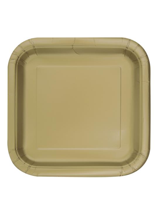 14 platos cuadrados dorados (23 cm) - Línea Colores Básicos