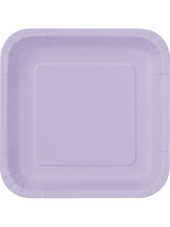 14 platos cuadrados lilas (23 cm) - Línea Colores Básicos