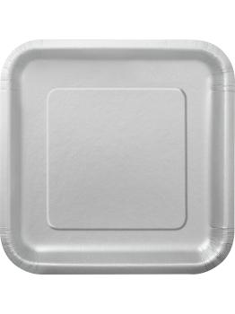 14 platos cuadrados plateados (23 cm) - Línea Colores Básicos