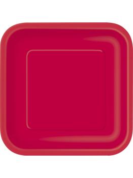 14 platos cuadrados rojos (23 cm) - Línea Colores Básicos