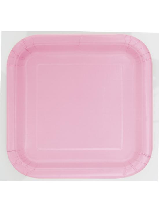 14 platos cuadrados rosa claro (23 cm) - Línea Colores Básicos