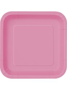 14 platos cuadrados rosas (23 cm) - Línea Colores Básicos