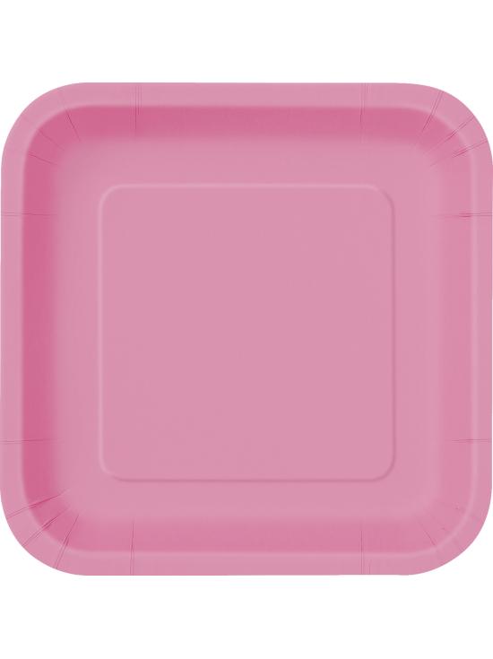 14 platos cuadrados rosas (23 cm) - Línea Colores Básicos