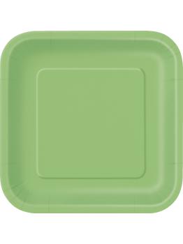 14 platos cuadrados verde lima (23 cm) - Línea Colores Básicos