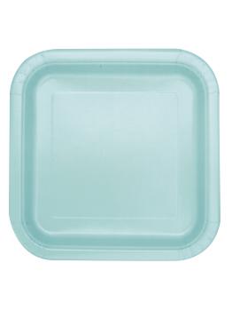 14 platos cuadrados verde menta (23 cm) - Línea Colores Básicos
