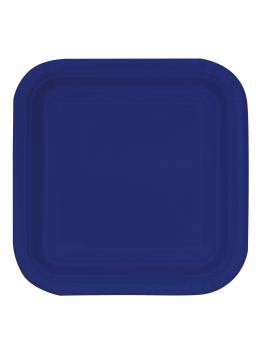 16 platos cuadrados pequeños azul marino (18 cm) - Línea Colores Básicos