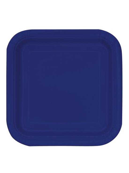 16 platos cuadrados pequeños azul marino (18 cm) - Línea Colores Básicos
