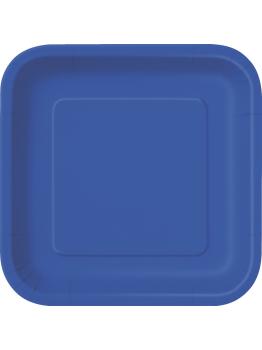 16 platos cuadrados pequeños azul oscuro (18 cm) - Línea Colores Básicos