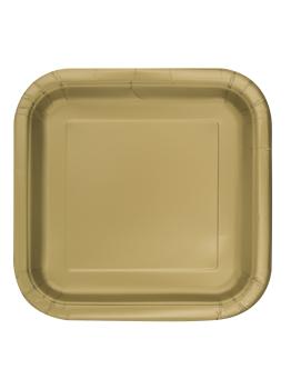 16 platos cuadrados pequeños dorados (18 cm) - Línea Colores Básicos