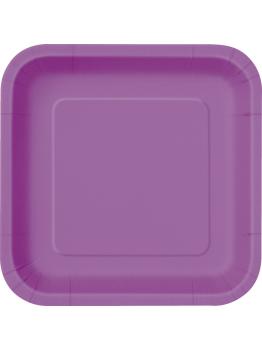 16 platos cuadrados pequeños morados (18 cm) - Línea Colores Básicos