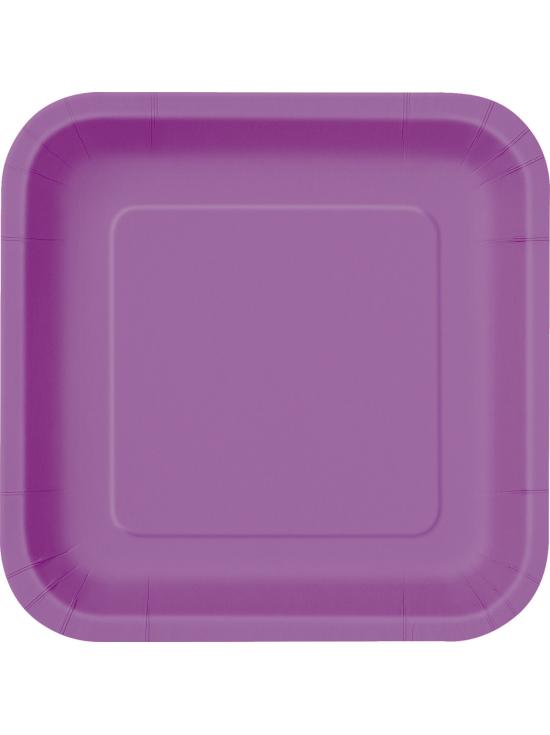 16 platos cuadrados pequeños morados (18 cm) - Línea Colores Básicos