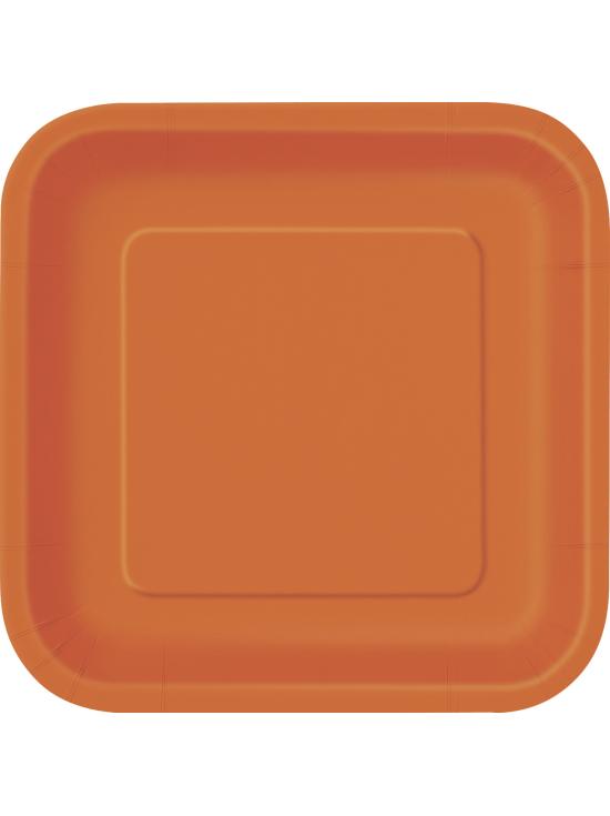 16 platos cuadrados pequeños naranjas (18 cm) - Línea Colores Básicos