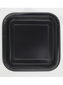 16 platos cuadrados pequeños negros (18 cm) - Línea Colores Básicos