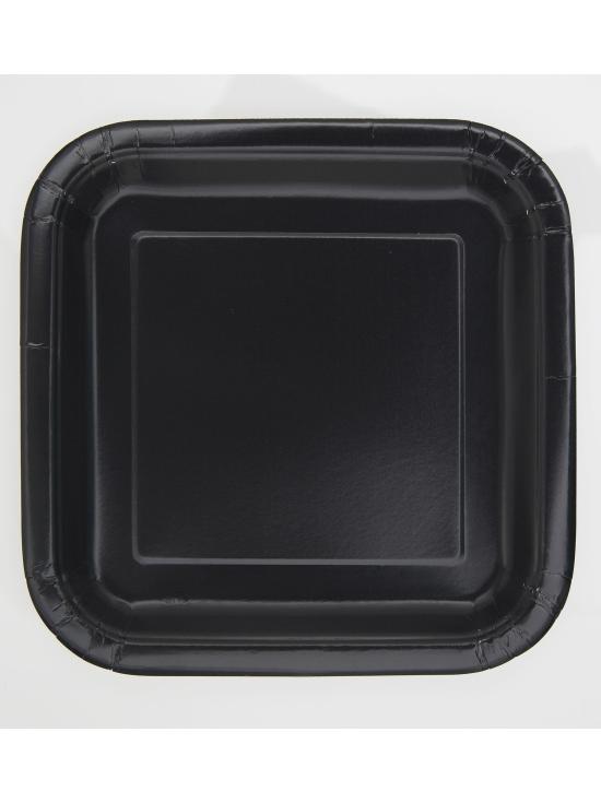 16 platos cuadrados pequeños negros (18 cm) - Línea Colores Básicos