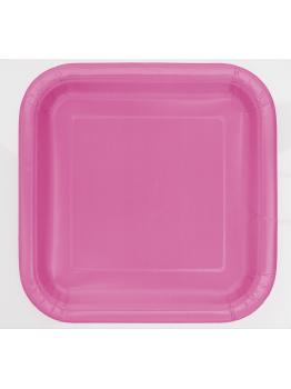 16 platos cuadrados pequeños rosas (18 cm) - Línea Colores Básicos