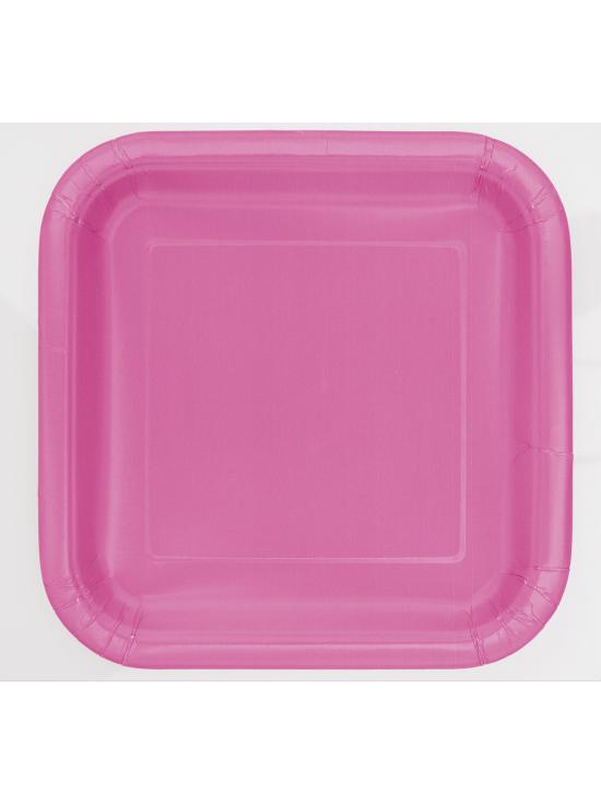 16 platos cuadrados pequeños rosas (18 cm) - Línea Colores Básicos