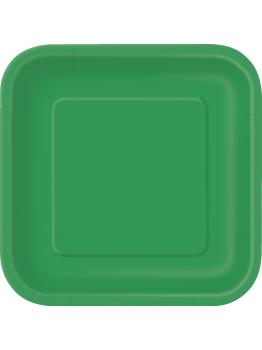 16 platos cuadrados pequeños verde esmeralda (18 cm) - Línea Colores Básicos