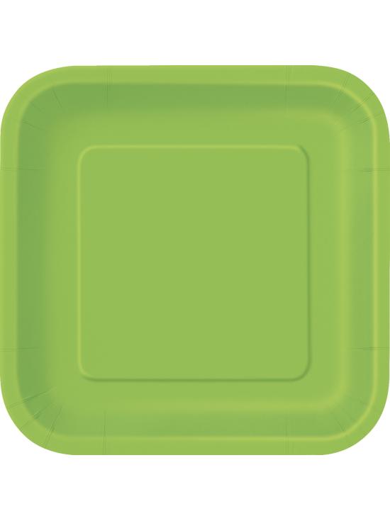 16 platos cuadrados pequeños verde lima (18 cm) - Línea Colores Básicos