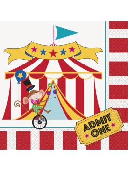 16 servilletas (33x33 cm) - Circus Carnival