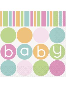 16 servilletas (33x33 cm) - Pastel Baby Shower