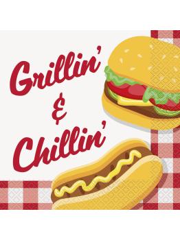 16 servilletas BBQ (33x33 cm) - Grillin' & Chillin'