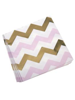 16 servilletas de zigzag rosa y dorado (33x33 cm) - Pattern Works Pink